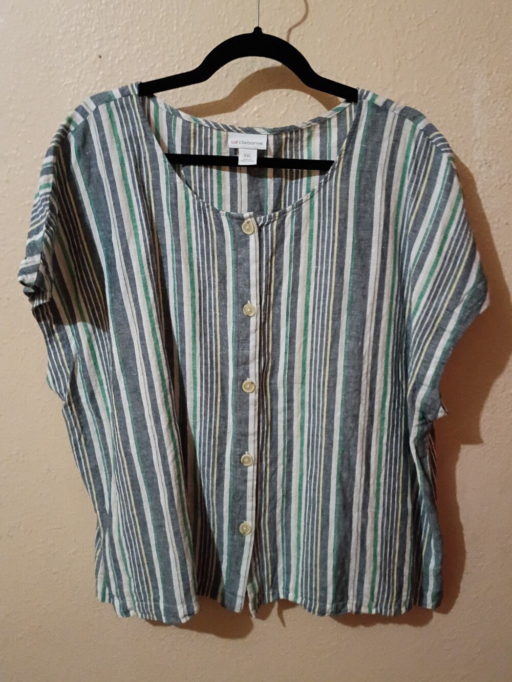 Liz Claiborne Size XXL Striped Button-Front Top